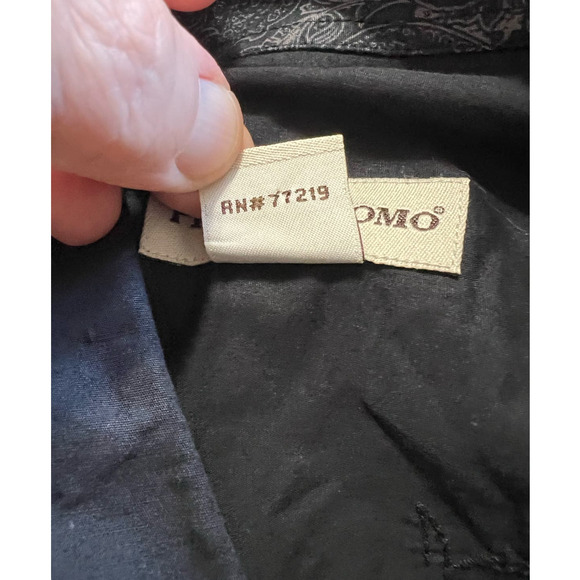 Pronto-Uomo Black Button Down Size L Embroidered Cotton Neutral - Picture 5 of 8